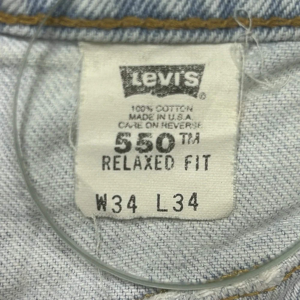 Vintage Levis 550 Jeans Mens 34x34 Relaxed Fit Made USA‎ Holes Stains 90s Denim